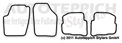 Schnittmuster Fussmatten VW Fox_05- Das Schnittmuster für Fussmatten VW Fox_05-
