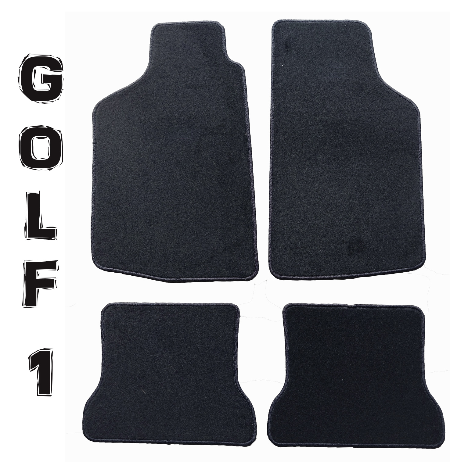 B-Ware Fußmatten schwarz für VW Golf I 1 Rand schwarz 4 teilig