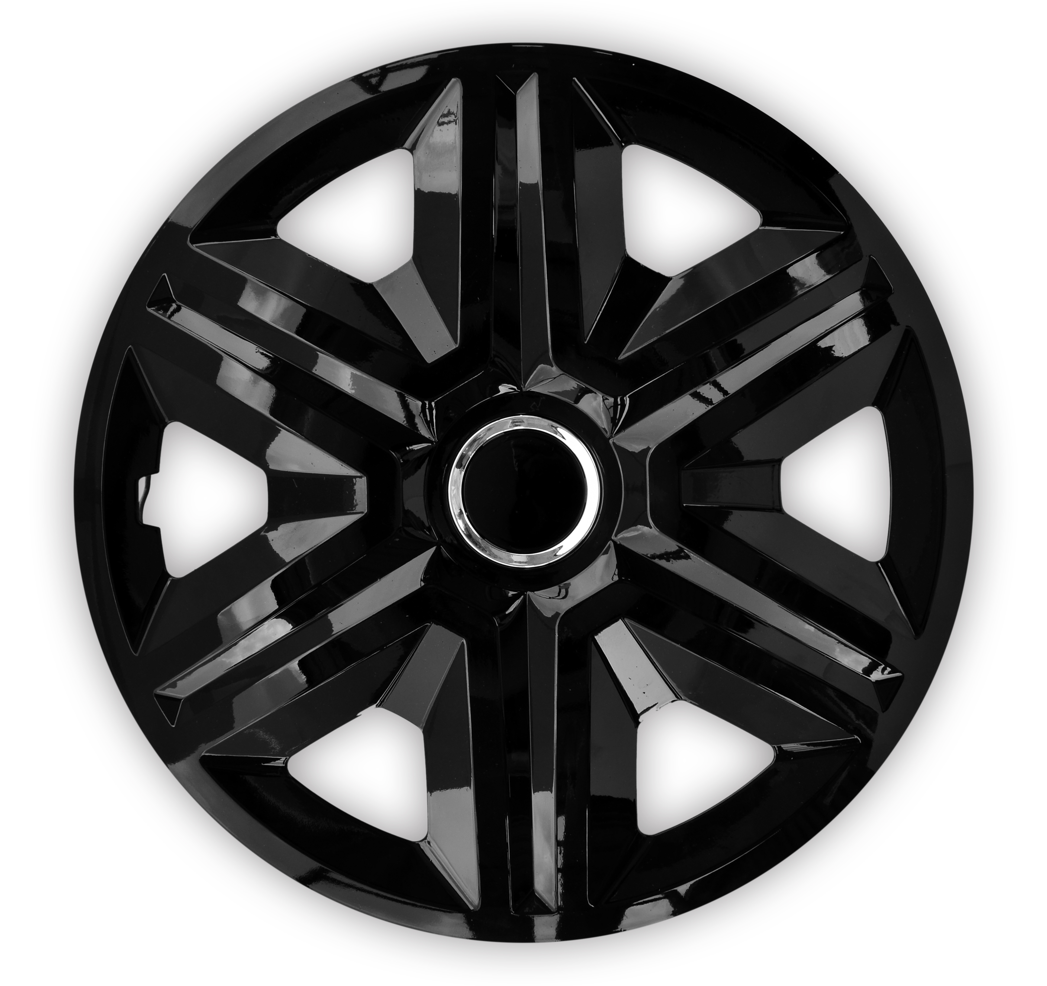 Eine Frontaufnahme der Radkappe Modell RKK21 in schwarz.